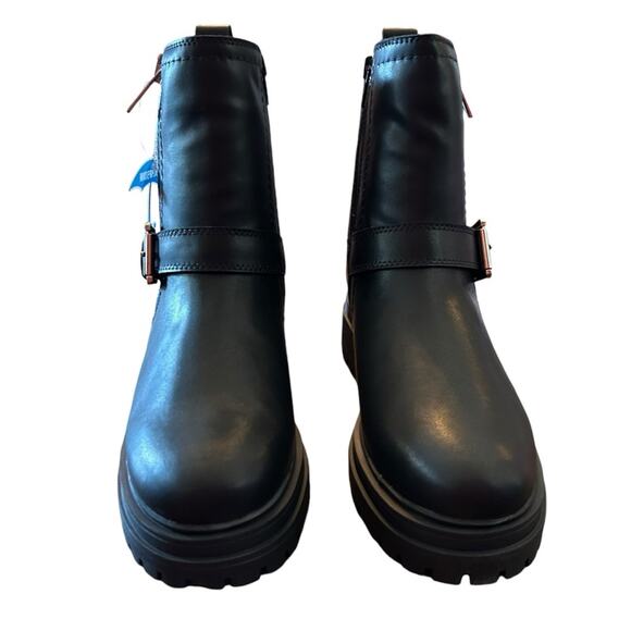 Aqua College Waterproof Leather Lug Sole Urban Street Moto Ankle Boots NEW 8 - Picture 3 of 10